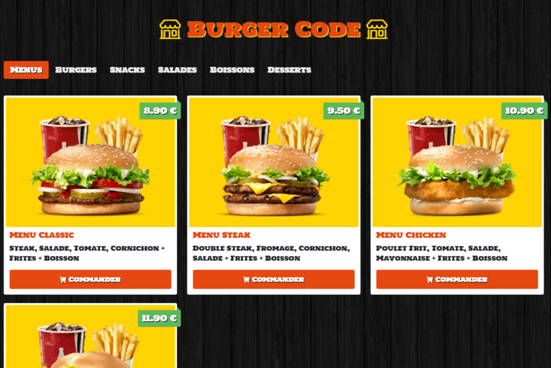 Burger Code - PHP SQL