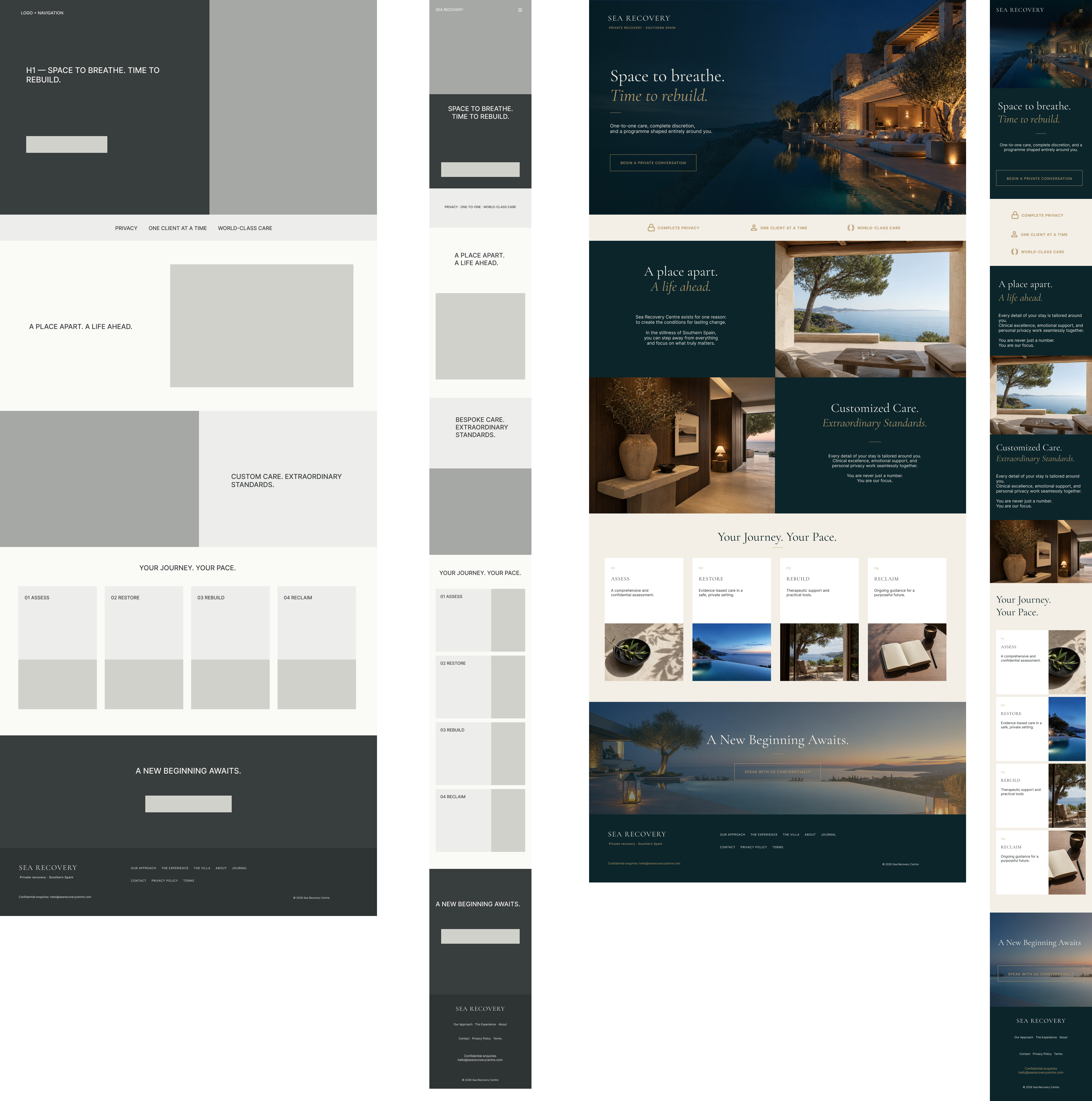 Processus de conception Sea Recovery avec wireframes et maquettes finales
