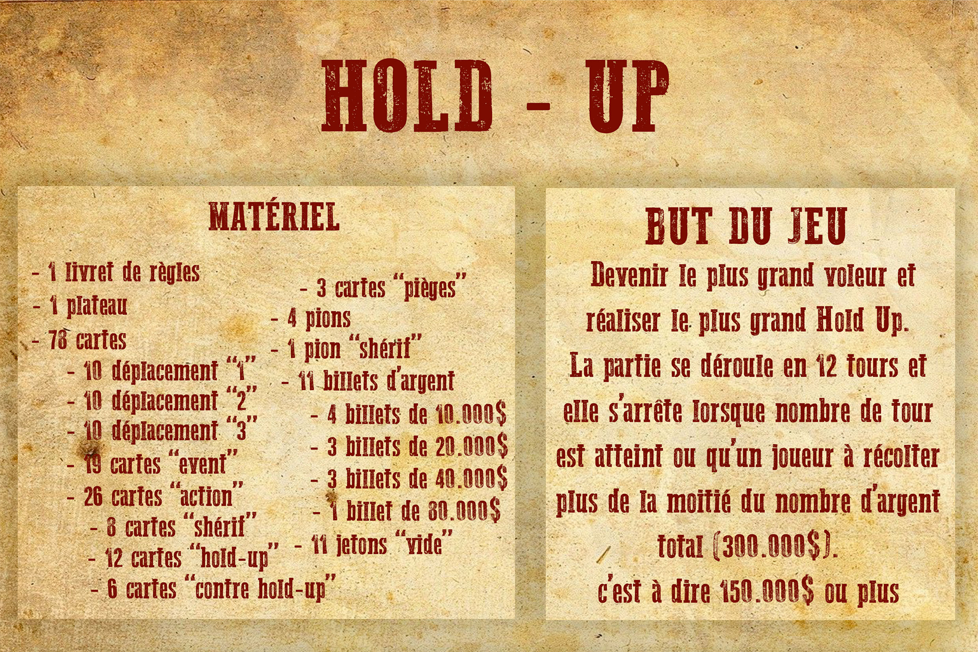 Règles Hold-Up 1